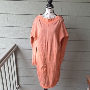 Ischiko Orange Cotton Jersey Oversized Dress Size XL (3) Boho Hippie Chic